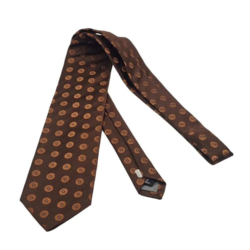 Robert Talbott Best of Class Silk Tie Brown Medallion Dark Academia‎ Luxury USA